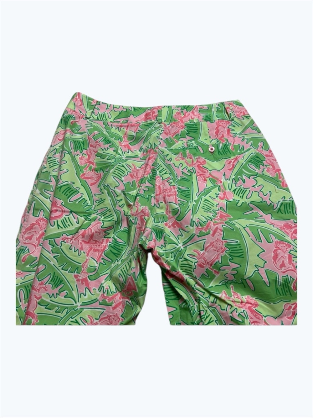 Lilly Pulitzer Pink and Green Tropical Monkey Capri Pants    NWOT    size 10 - Picture 5 of 12